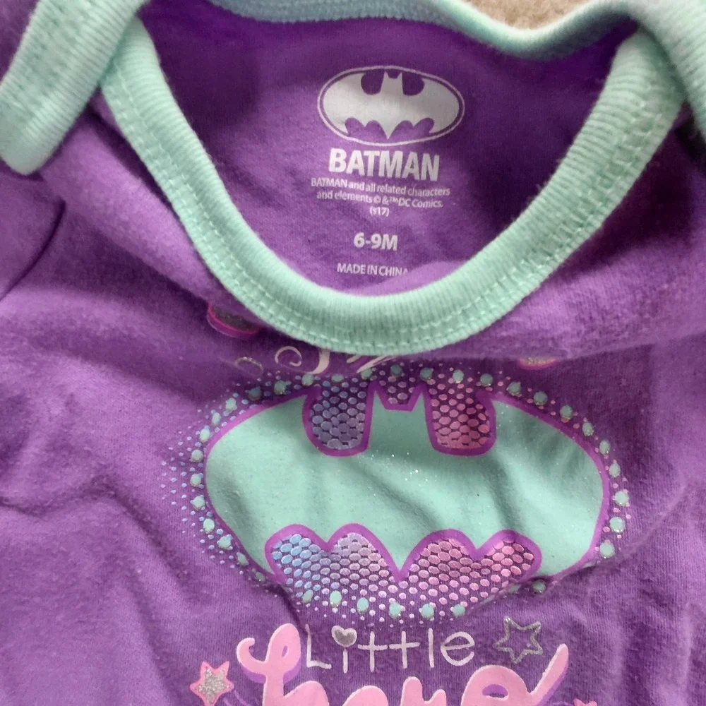 Baby Girl Size 6/9 Month Batman Super Woman Hero Tutu Bodysuit Set Pink Purple